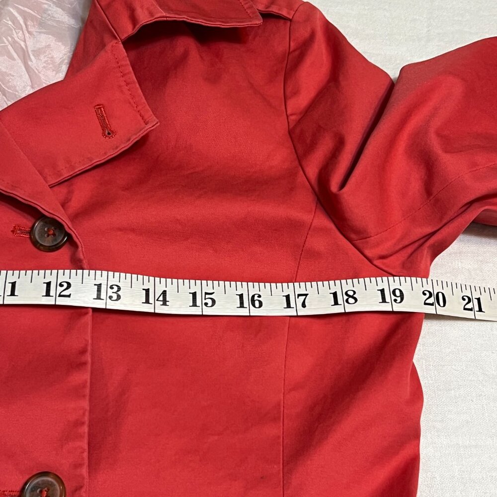 Brooks Brothers 346 Red Cotton Belted Short Trench Coat Size 8 - Picture 6 of 10